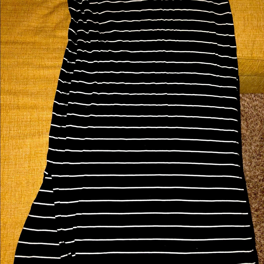 Black and white striped maxi skirt